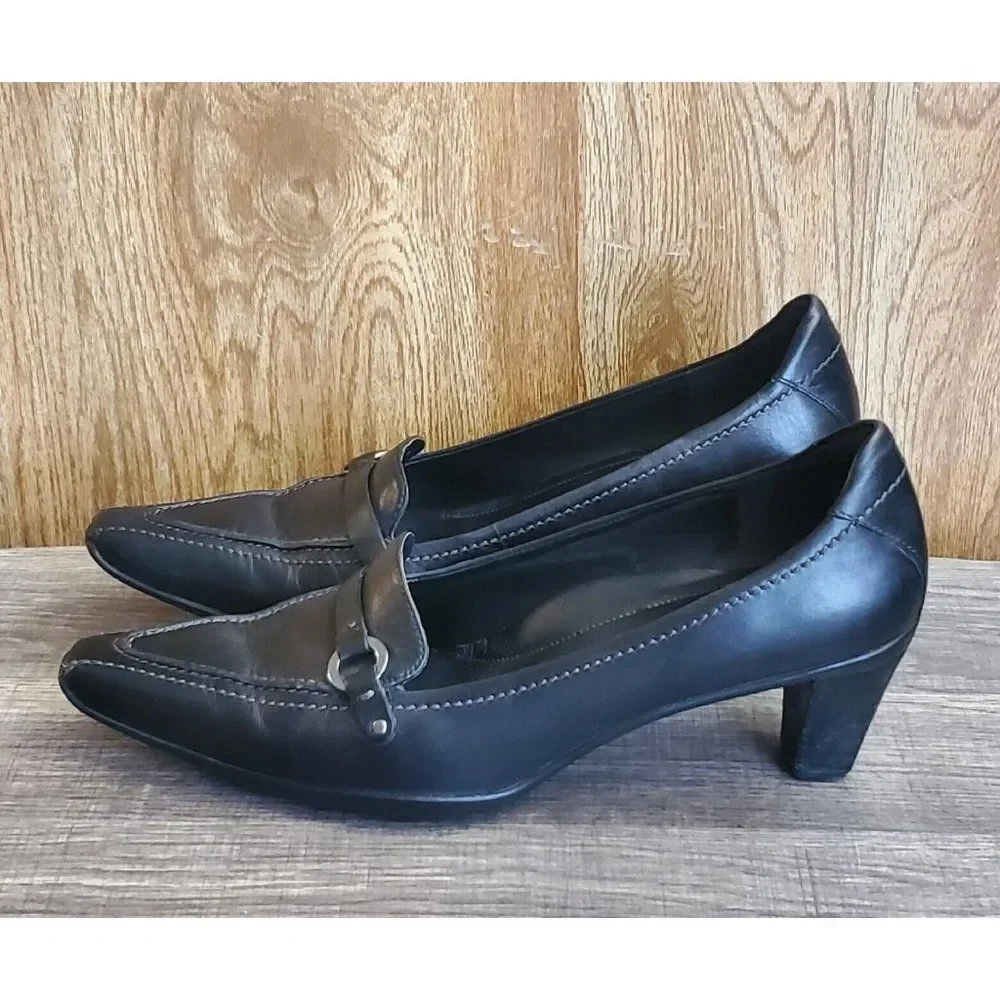 Ecco Women's Black Leather‎ Heels Size 39 US 8-8.5